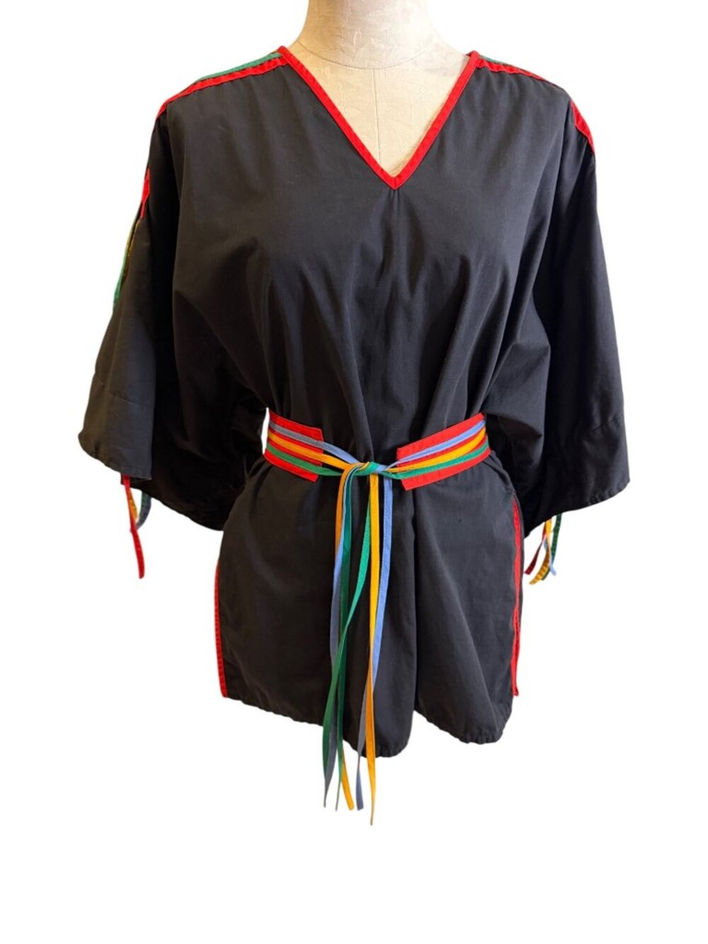Hyacinth Womens Pullover Top OS Matching Belt Colorful Ribbon Cotton Vintage